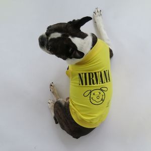 boston Terries con Camiseta de nirvana amarilla